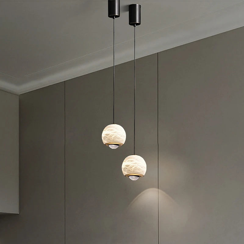 LED-Pendelleuchte aus spanischem Naturmarmor ideal für Bar und Restaurant - vue 4 sur 6