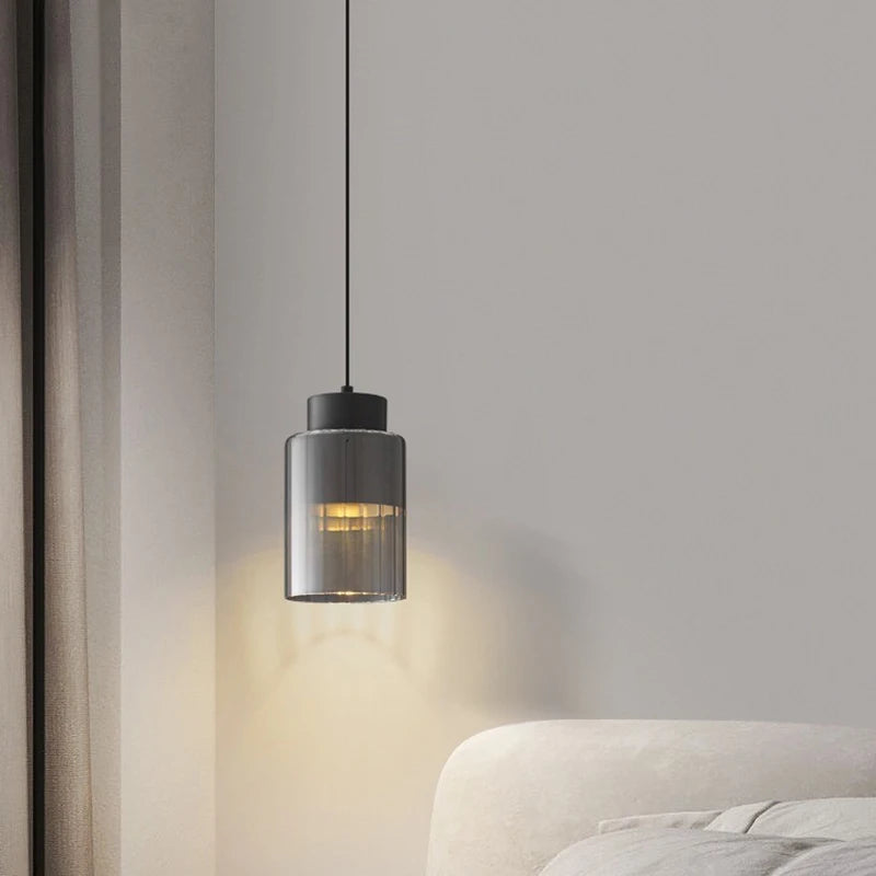 lustre moderne en verre transparent avec fil réglable - vue 4 sur 8