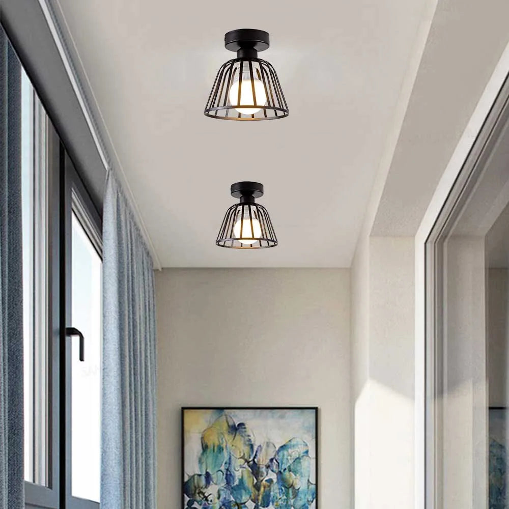 Iron walkway ceiling light minimalist Nordic retro balcony, kitchen light, hallway iron entrance small ceiling light - vue 5 sur 6