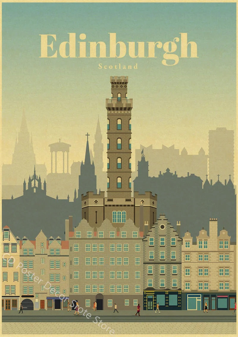affiche vintage des villes du monde art mural décoratif