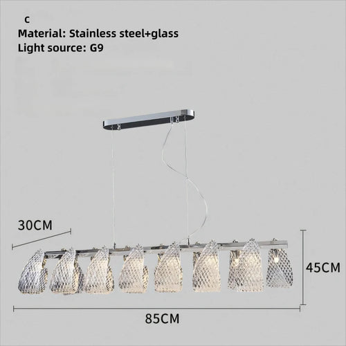 Minimalistischer Kronleuchter aus Glas mit floralem Design für moderne Innenräume - vue 10 sur 12