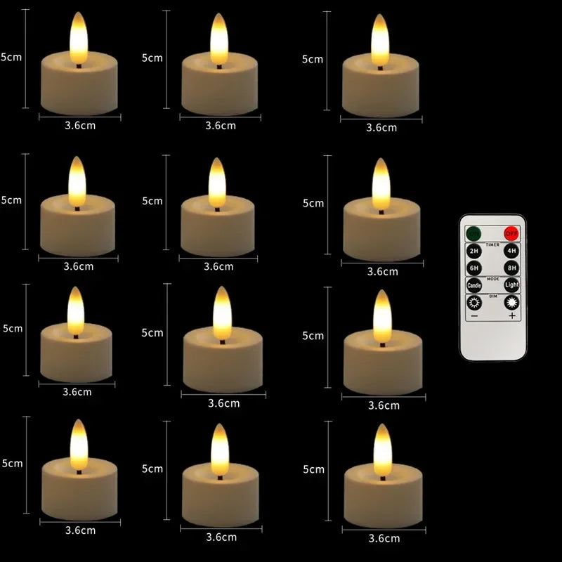 bougies chauffe-plat led sans flamme avec télécommande pour décorations festives - vue 8 sur 8