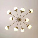 lustre moderne boule de verre métal doré décoration artistique