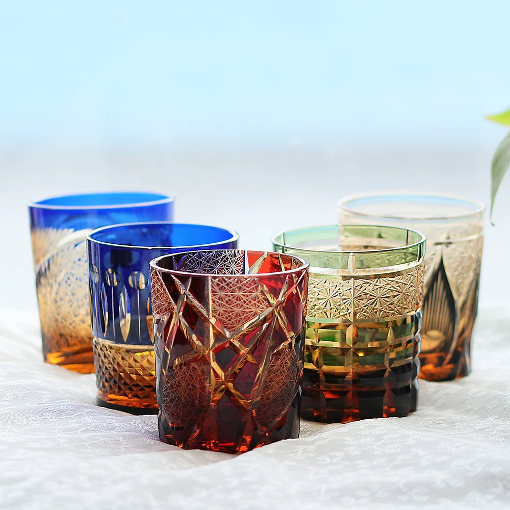 Verre whisky style edo kiriko motifs taillés main - vue 2 sur 7
