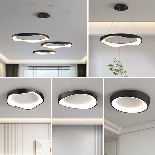 lustre circulaire à led design nordique moderne et créatif - vue 4 sur 20