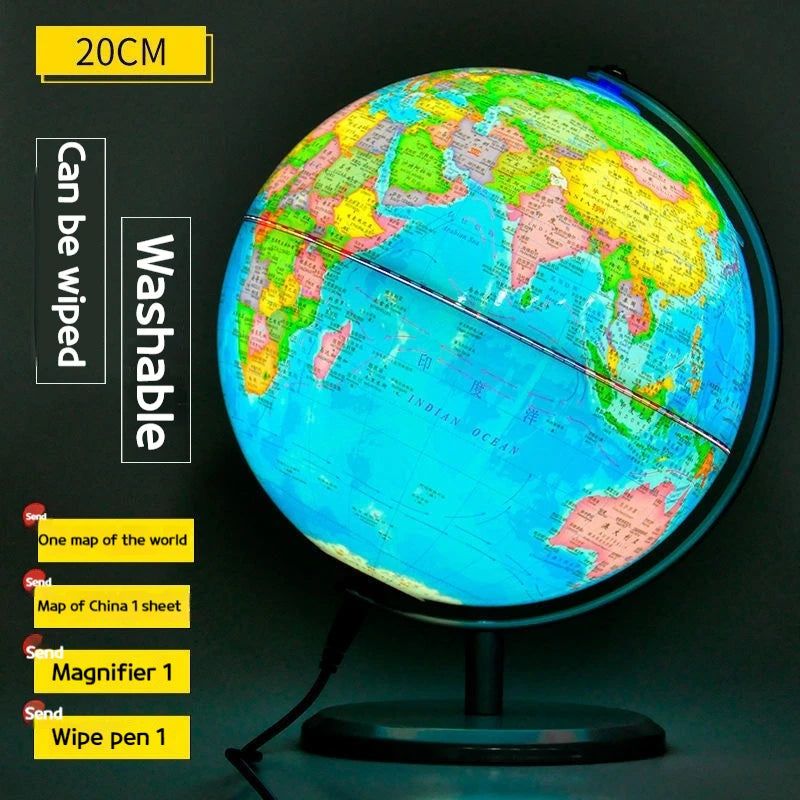 globe étudiant géographie avec lampe et base métallique pour bureau - vue 9 sur 14