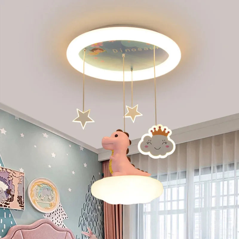 Lustre créatives pour chambre d'enfants rose vert dinosaure fille garçon enfants suspendus - vue 5 sur 9