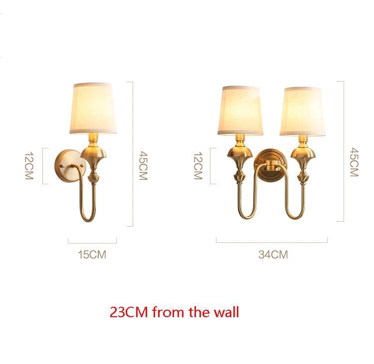 All copper wall lamp living room background wall lamp bedroom headboard staircase hallway copper wall lamp - vue 6 sur 8