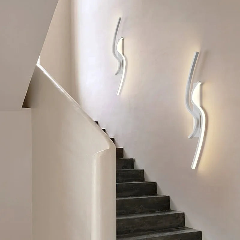 applique murale LED moderne pour salon TV fond allée chambre chevet - vue 5 sur 12