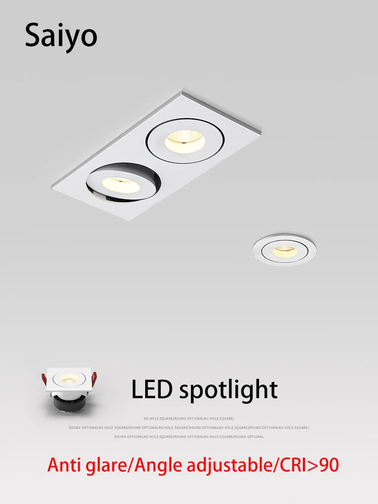 projecteur led encastré anti-éblouissement angle réglable pour intérieur - vue 2 sur 11