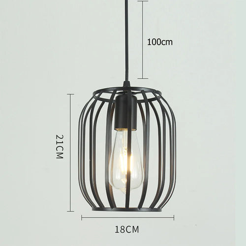 Vintage-Pendelleuchte aus Metallkäfig im Industrie-Stil