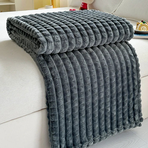 Plaid flanelle carreaux imitation fourrure pour salon hiver