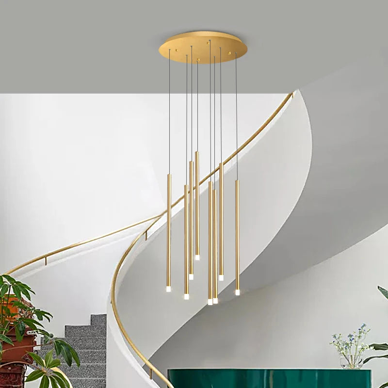 lustre escalier minimaliste moderne duplex rotatif personnalité créative - vue 6 sur 12