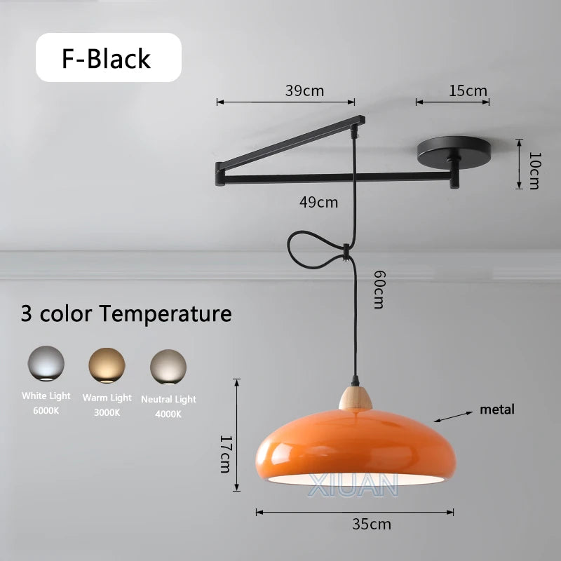 Moderne LED-Pendelleuchte mit schwenkbarem Arm