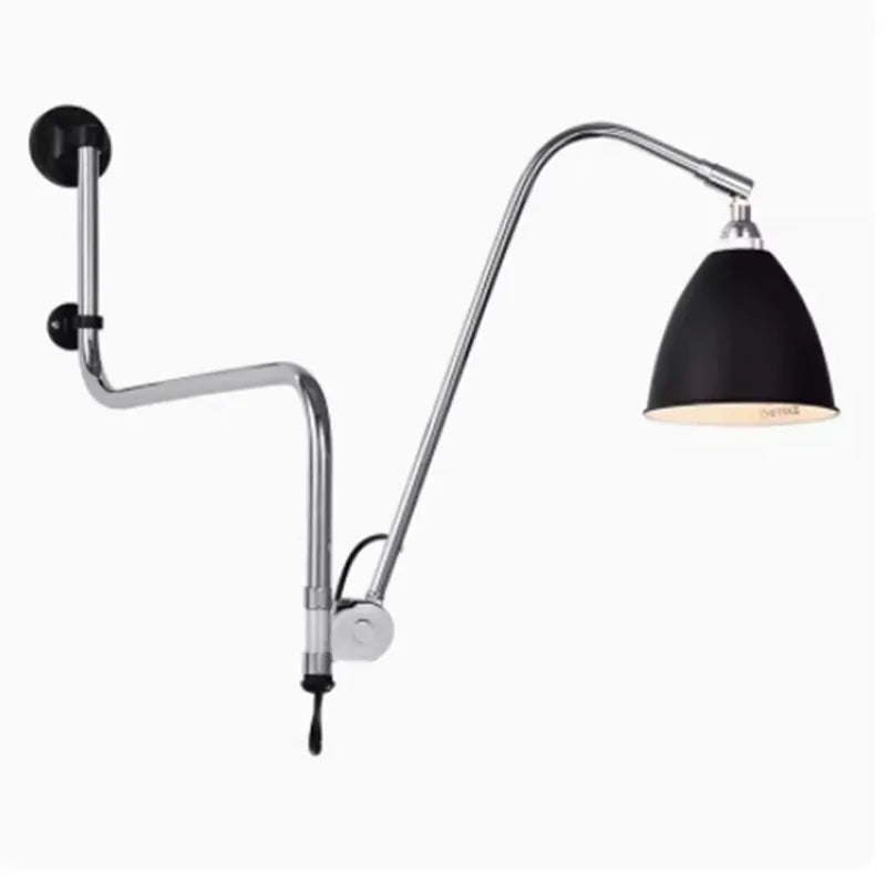 Nordic Modern Minimalist Swing Bedroom, Living Room, Study, Personalized Adjustable E27LED Creative Iron Wall Lamp - vue 7 sur 8