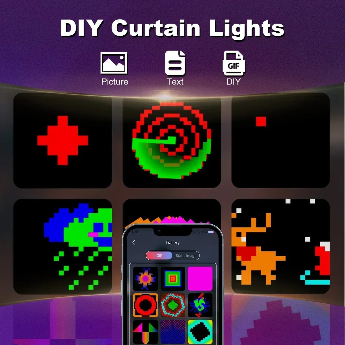 Intelligente Lichterkette 400 LED Bluetooth Musik Dekorativ - vue 6 sur 9