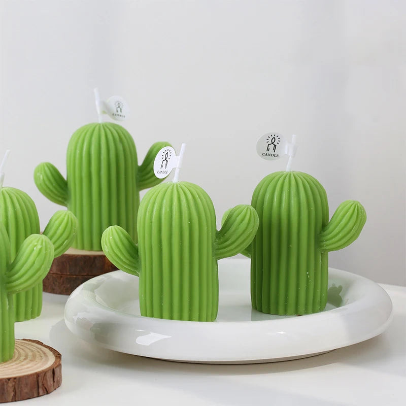 bougies parfumées cactus en cire de soja pour décoration et accessoires photo - vue 6 sur 9