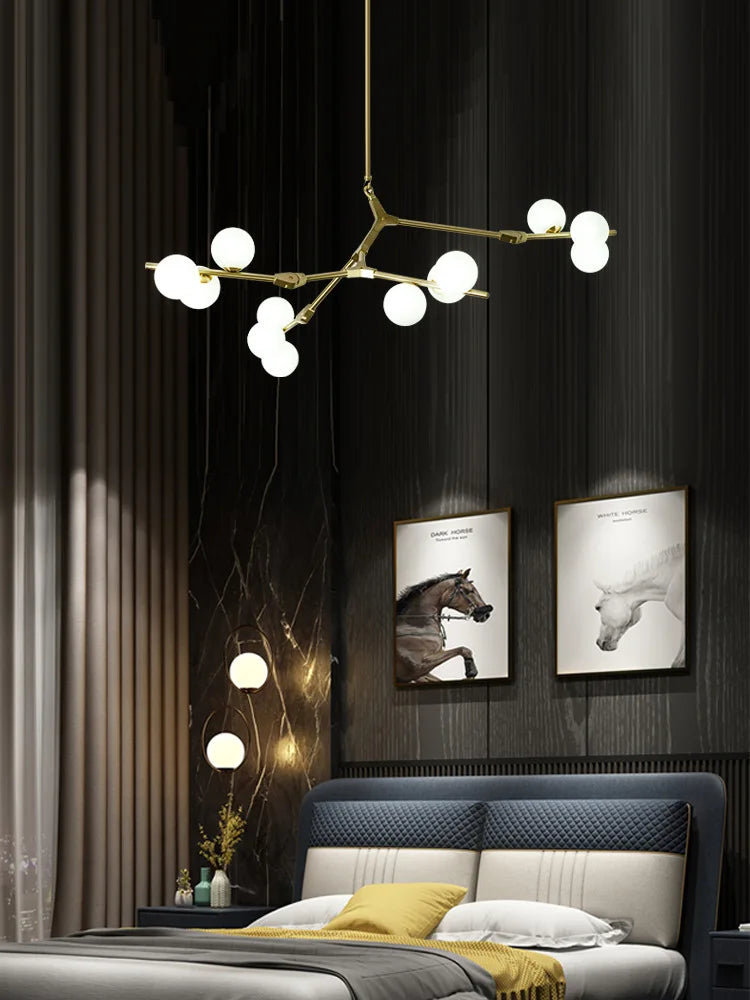 lustre moderne led créatif branche d'arbre moléculaire décorative