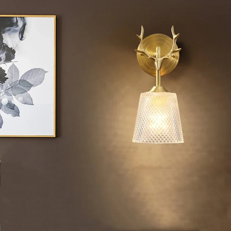 lustre en verre rétro à têtes multiples en cuivre design élégant - vue 4 sur 9