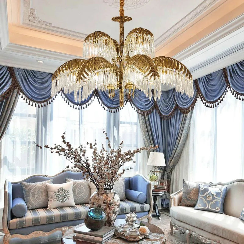lustre en cuivre avec cristal pour décoration élégante et rétro - vue 3 sur 11