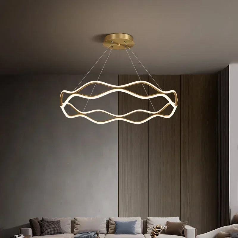 Lustre Nordique LED Lumière Pour Chambre Salon Salle à manger De Luxe Anneau Suspension Décor À La Maison - vue 4 sur 22