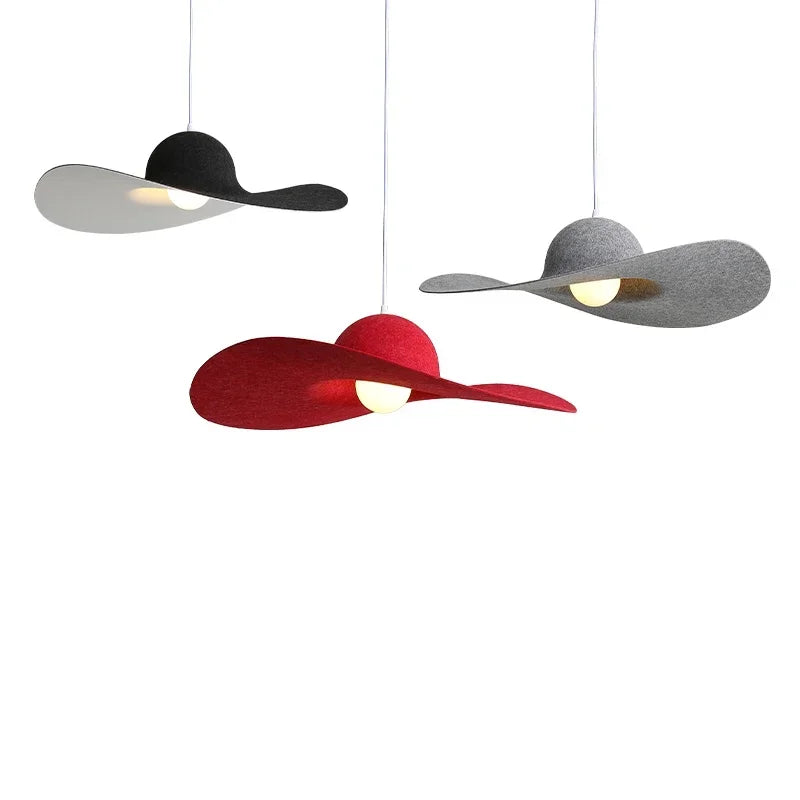 Felt Pendant Lamps Nordic Hat Chandelier Ceiling Hanging Light for Living Dining Room Bedroom - vue 7 sur 12