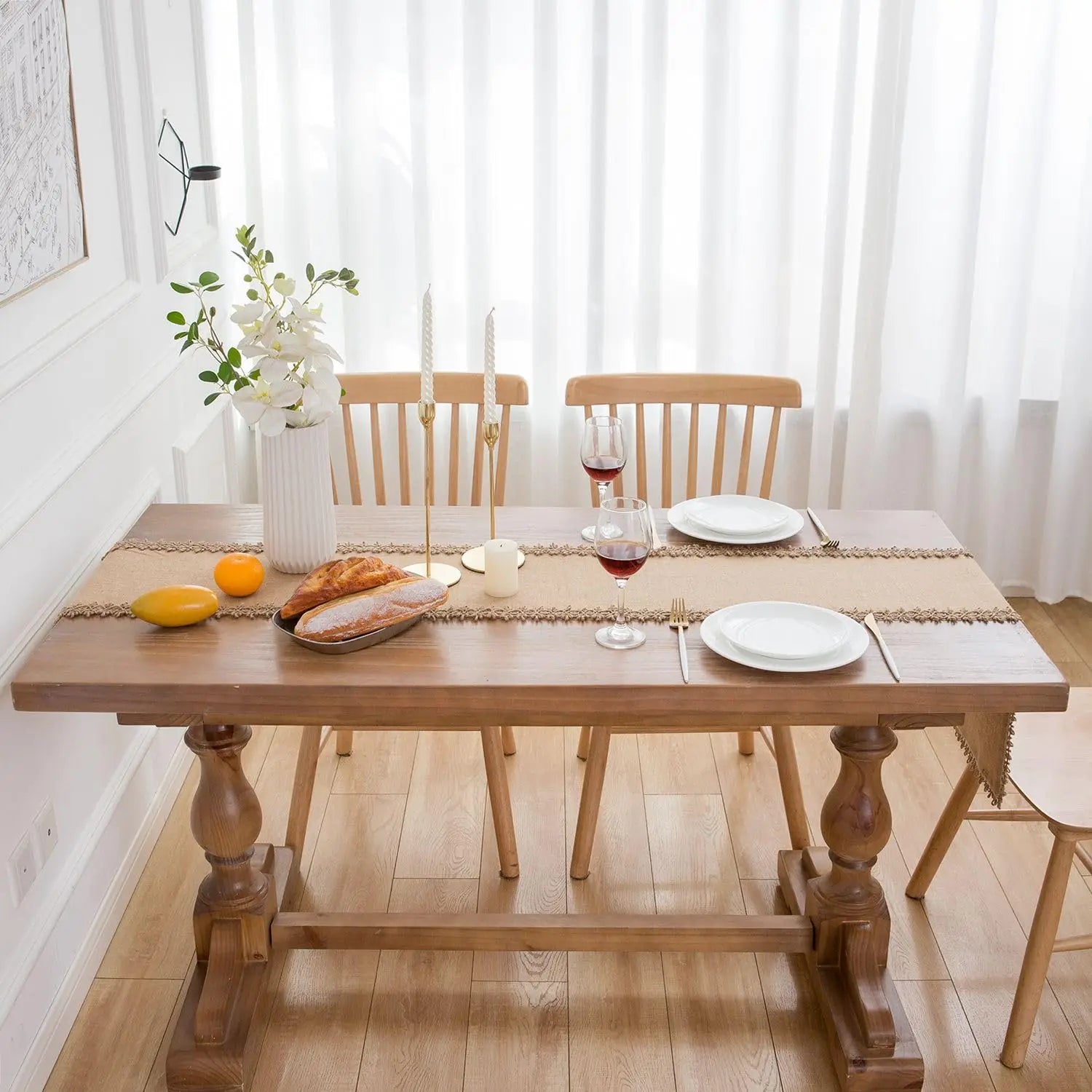Chemin de table style champetre dentelle rustique mariage - vue 6 sur 6