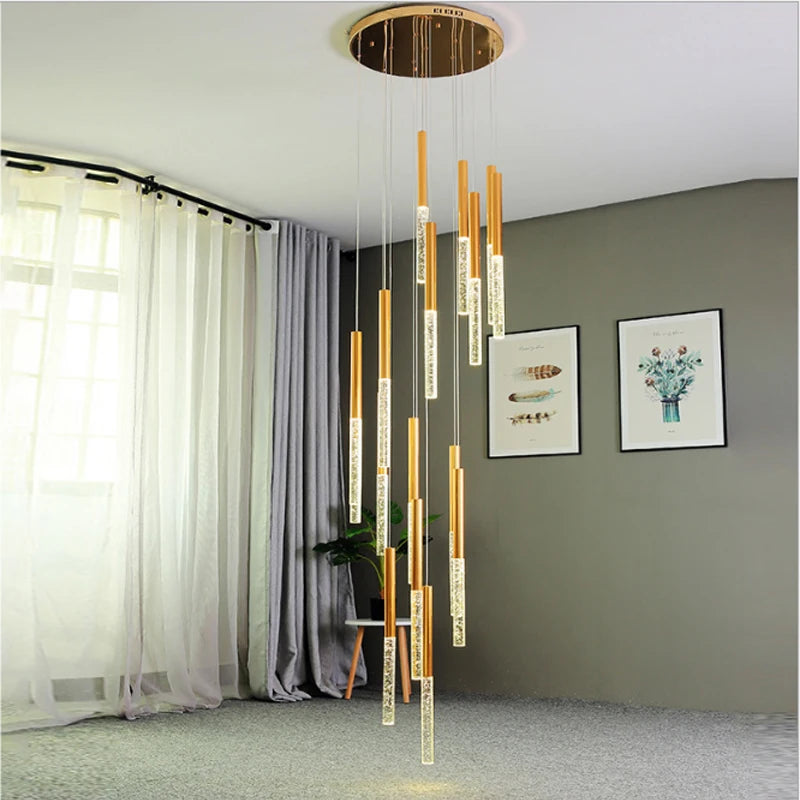 LED-Kristallkronleuchter für moderne Treppenhäuser – elegante dekorative Beleuchtung - vue 3 sur 12
