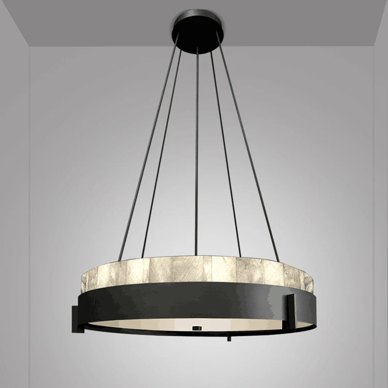 lustre moderne en marbre avec éclairage led créatif intérieur - vue 2 sur 7