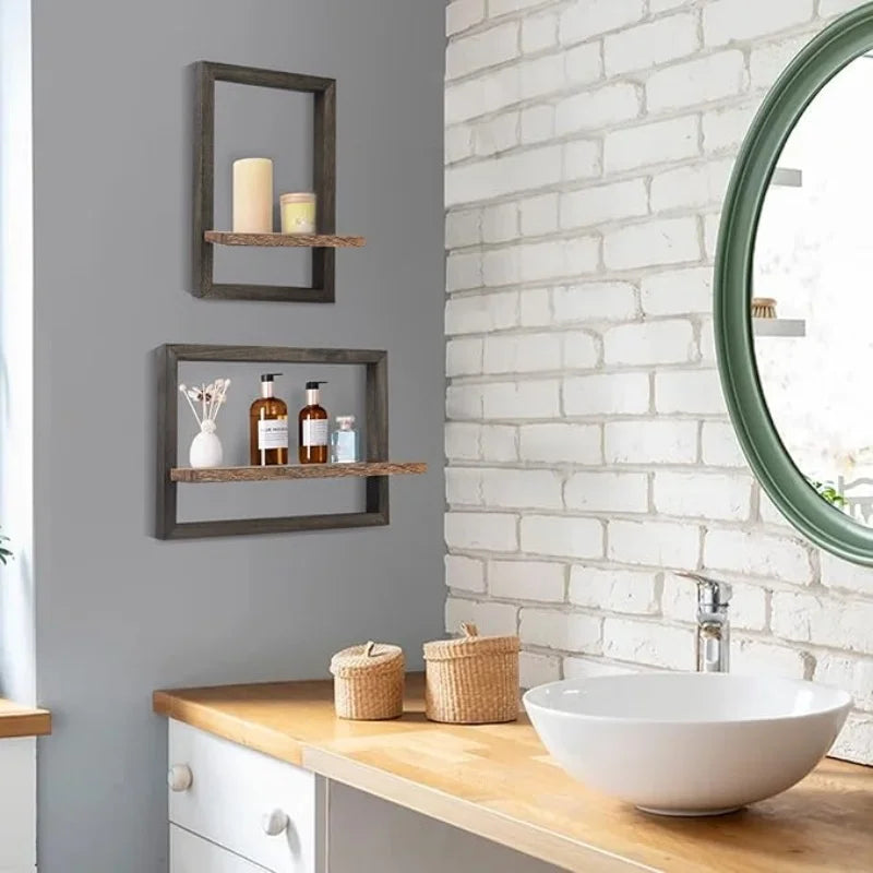 Black Wood Shelves for Wall Storage Hanging Floating Wall Shelves Rustic Farmhouse Decor, Bedroom Bathroom Living Room Kitchen - vue 4 sur 7