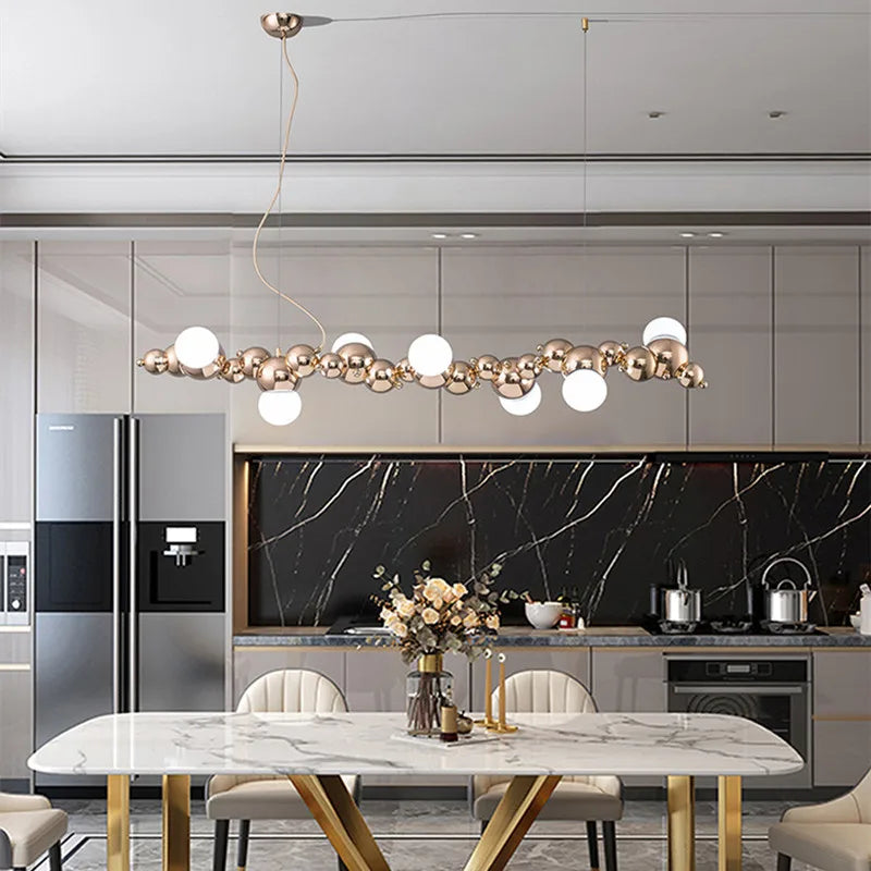 lustre moderne créatif en boule de bulles style nordique chromé - vue 3 sur 9
