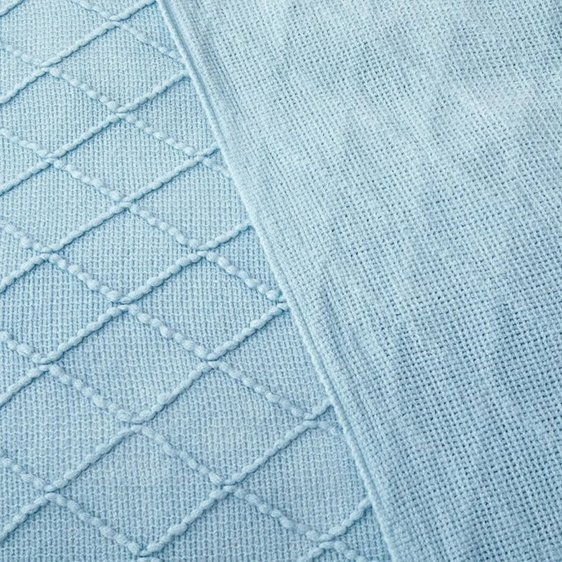 plaid tricoté jacquard à pompons style nordique canapé - vue 3 sur 7