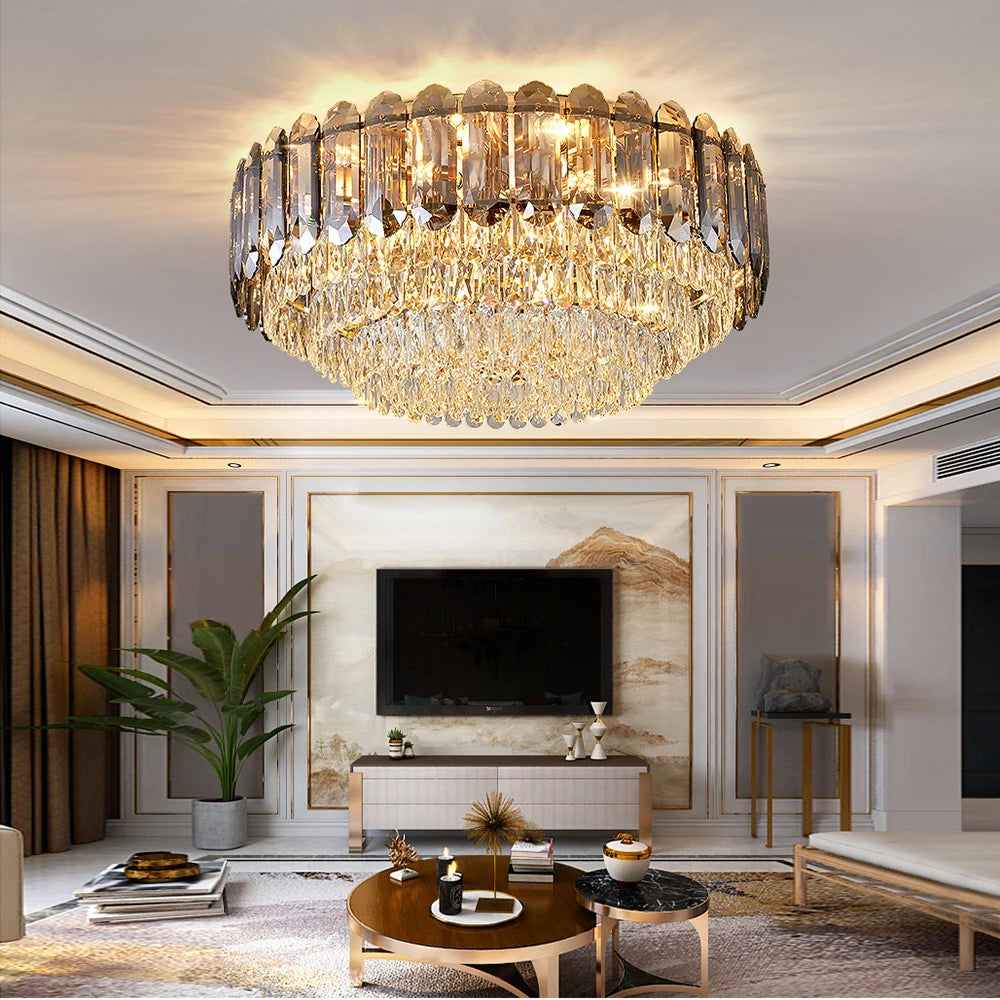 plafonnier led en cristal de luxe éclairage post-moderne nouvelle collection - vue 4 sur 28