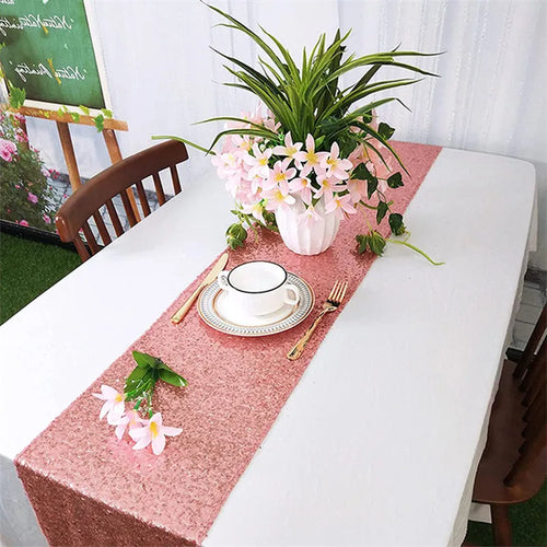 Chemin de table à paillettes doré argent rose - vue 5 sur 7