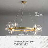 lustre led moderne en verre bulle avec cordon réglable