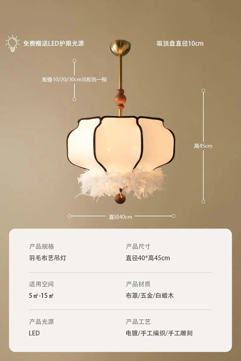 Minimalistische Pendelleuchte mit Federn Französisches Design Dekorative Lampe