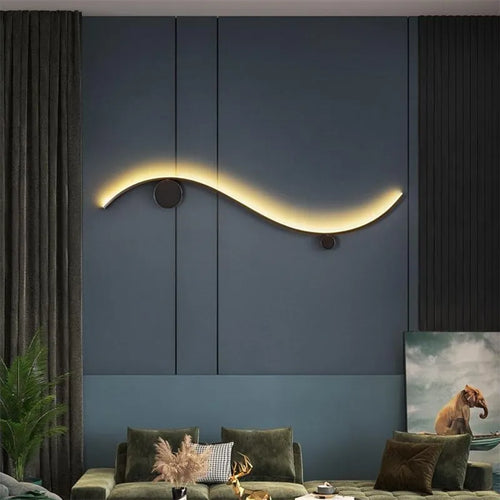 Moderne Wandleuchte Kupfer Gold Linie Dekor Wohnzimmer Treppenhaus Innenbeleuchtung Kronleuchter - vue 3 sur 14