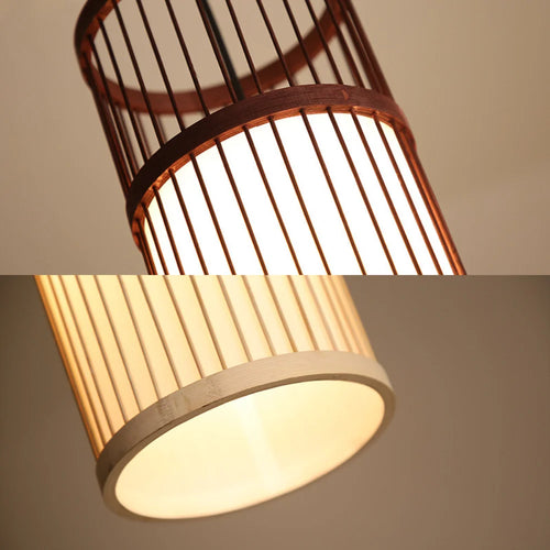 lustre bambou tissé main rotin osier - vue 6 sur 8