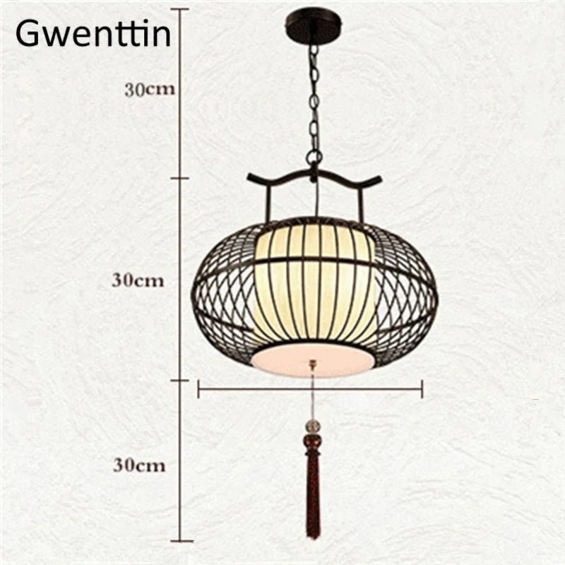 LED-Pendelleuchte im chinesischen Stil für moderne Wohnräume - vue 6 sur 8