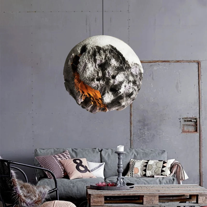 lustre moderne en béton wabi-sabi hauteur réglable décoration intérieure - vue 4 sur 12