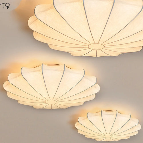 Japanische Deckenleuchte aus Stoff und Seide im klassischen Zen-Stil mit LED - vue 2 sur 5