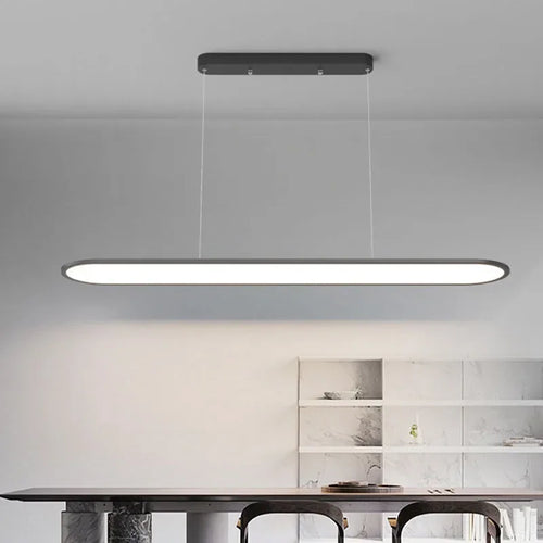 Moderne minimalistische LED-Pendelleuchte aus Metall für Bar - vue 3 sur 13