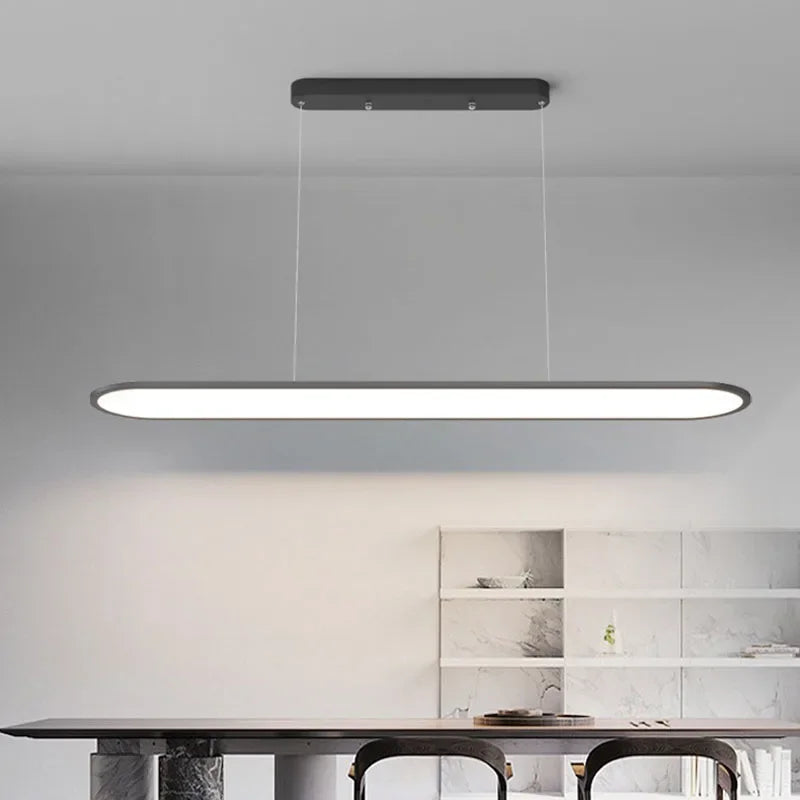Moderne minimalistische LED-Pendelleuchte aus Metall für Bar - vue 3 sur 13