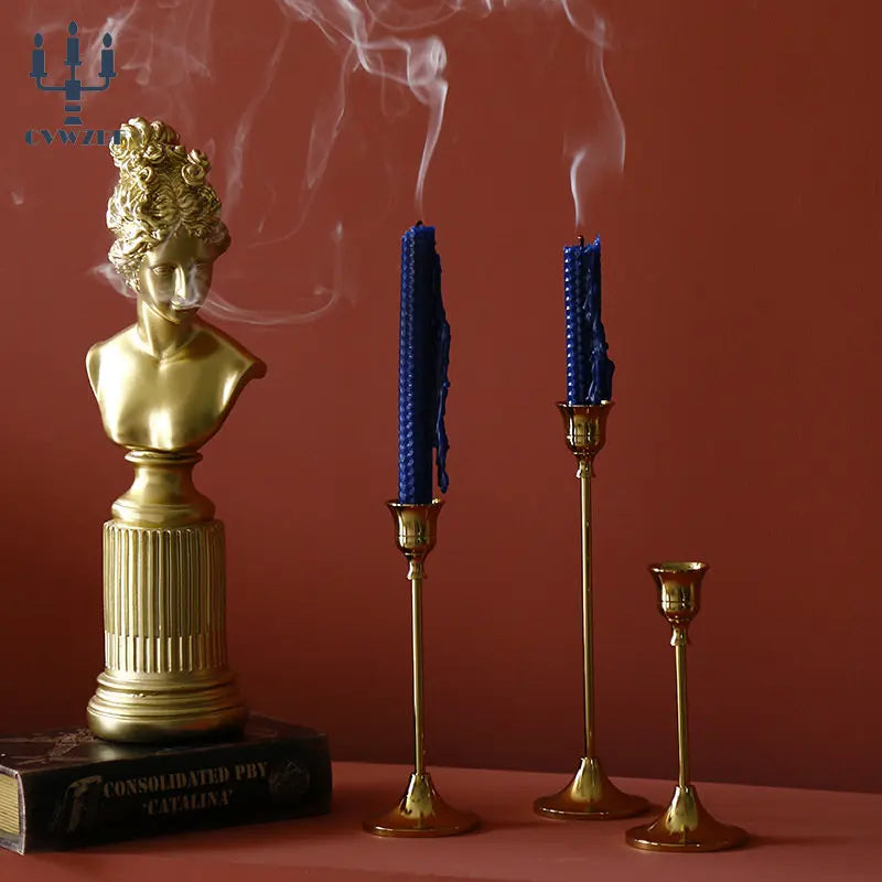lot de 3 bougeoirs en métal décoration élégante pour mariage et fêtes - vue 3 sur 21