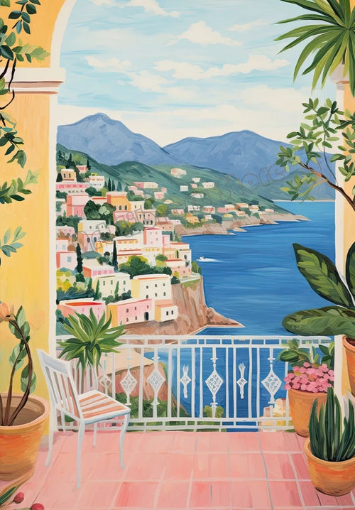 affiche vintage italienne paysage nourriture et café