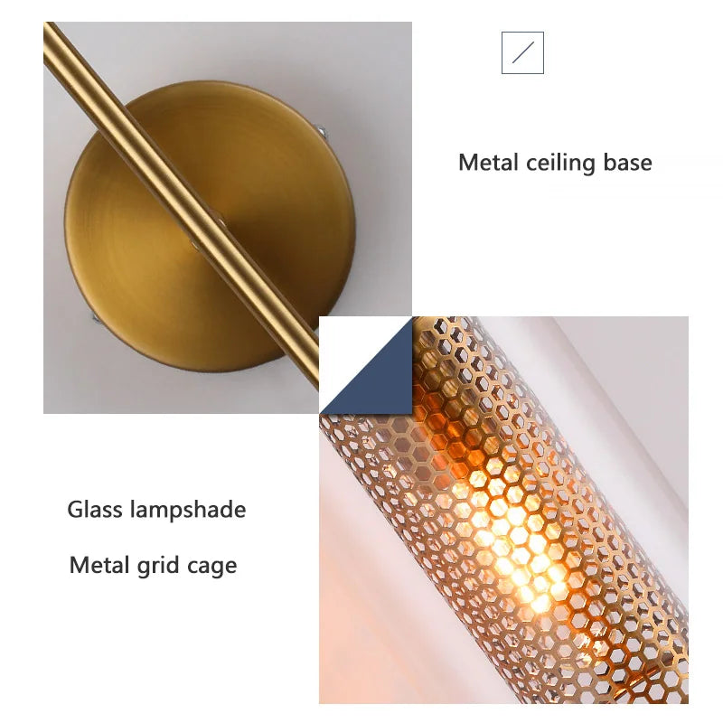 American Industrial Wall Lamps Clear Glass Wall Light Iron Metal Cage Living Room Decorative Wall Light Hallway Entrance Aisle - vue 7 sur 14