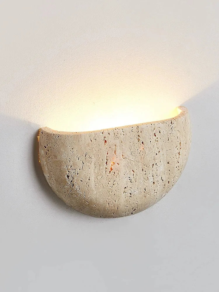 LED-Wandleuchte im Retro-Mittelalter-Stil aus Naturstein - vue 3 sur 6