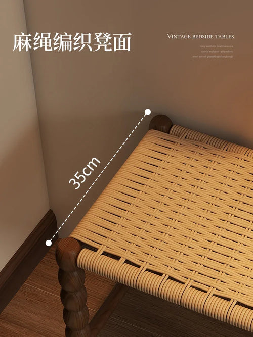 Creative Gourd Stool, French Woven Solid Wood Stool, Household Shoe Changing Stool, Living Room Sofa Side Shelf - vue 3 sur 13