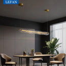 Lustre moderne allcopper lumière luxe créatif longue bande minimaliste bar salle à manger comptoir eau motif Suspension en verre