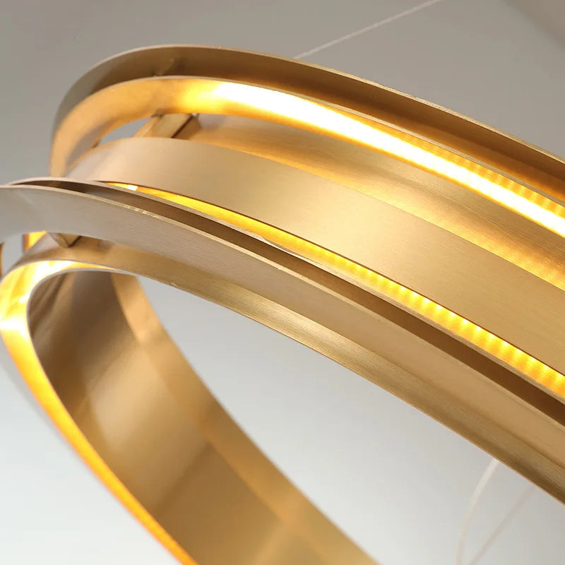 Minimalistischer, postmoderner LED-Kronleuchter mit Ringdesign für kreative Raumgestaltung - vue 6 sur 12